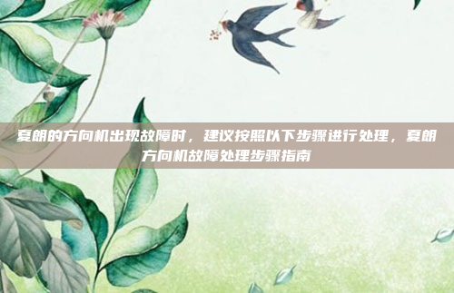 夏朗的方向机出现故障时,建议按照以下步骤进行处理,夏朗方向机故障处理步骤指南