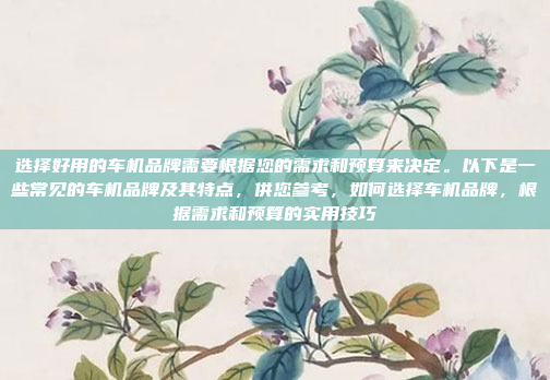 选择好用的车机品牌需要根据您的需求和预算来决定。以下是一些常见的车机品牌及其特点，供您参考，如何选择车机品牌，根据需求和预算的实用技巧