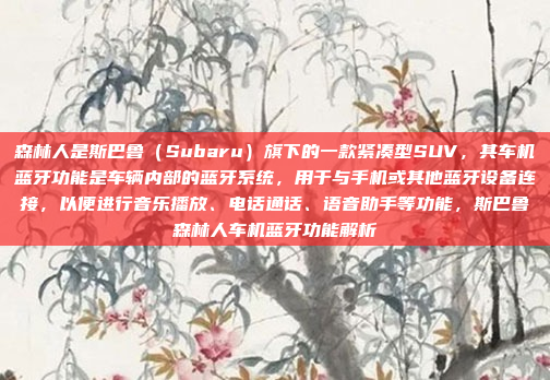 森林人是斯巴鲁（Subaru）旗下的一款紧凑型SUV，其车机蓝牙功能是车辆内部的蓝牙系统，用于与手机或其他蓝牙设备连接，以便进行音乐播放、电话通话、语音助手等功能，斯巴鲁森林人车机蓝牙功能解析