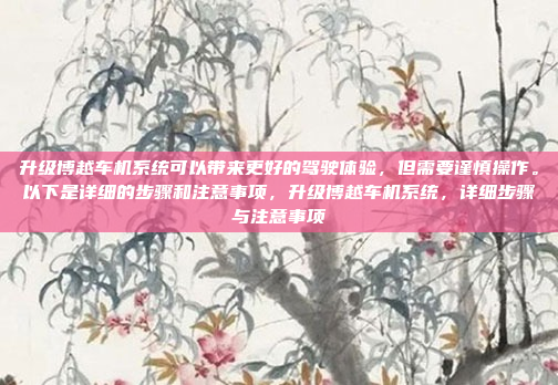 升级博越车机系统可以带来更好的驾驶体验，但需要谨慎操作。以下是详细的步骤和注意事项，升级博越车机系统，详细步骤与注意事项