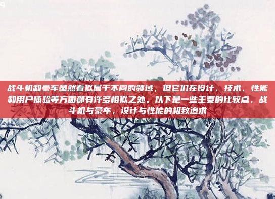 战斗机和豪车虽然看似属于不同的领域，但它们在设计、技术、性能和用户体验等方面都有许多相似之处。以下是一些主要的比较点，战斗机与豪车，设计与性能的极致追求