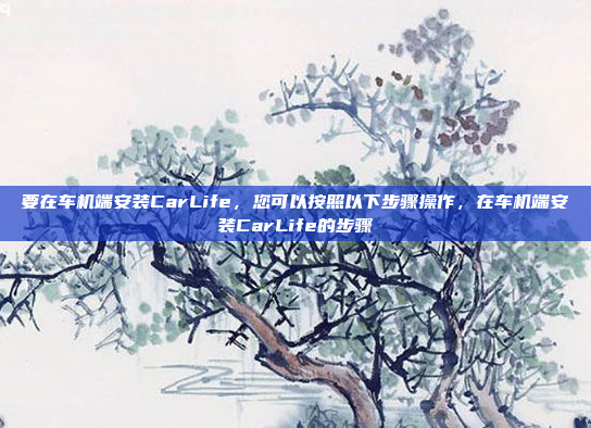 要在车机端安装CarLife，您可以按照以下步骤操作，在车机端安装CarLife的步骤