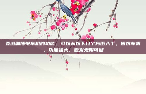 要激励博悦车机的功能，可以从以下几个方面入手，博悦车机，功能强大，激发无限可能