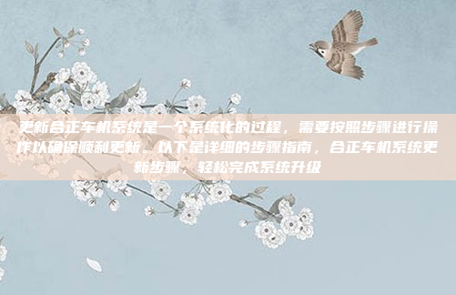 更新合正车机系统是一个系统化的过程，需要按照步骤进行操作以确保顺利更新。以下是详细的步骤指南，合正车机系统更新步骤，轻松完成系统升级