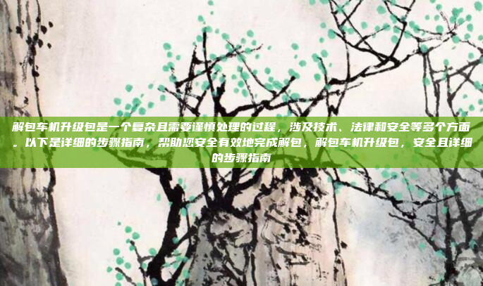 解包车机升级包是一个复杂且需要谨慎处理的过程，涉及技术、法律和安全等多个方面。以下是详细的步骤指南，帮助您安全有效地完成解包，解包车机升级包，安全且详细的步骤指南