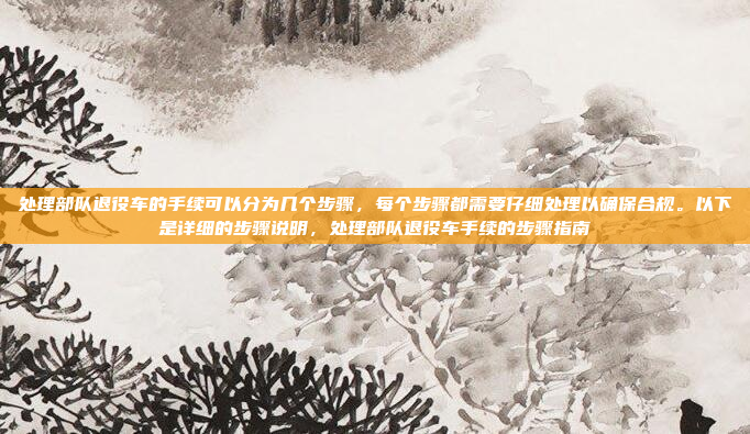 处理部队退役车的手续可以分为几个步骤，每个步骤都需要仔细处理以确保合规。以下是详细的步骤说明，处理部队退役车手续的步骤指南