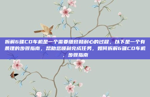 拆解6碟CD车机是一个需要细致和耐心的过程，以下是一个有条理的步骤指南，帮助您顺利完成任务，如何拆解6碟CD车机，步骤指南