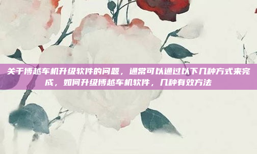 关于博越车机升级软件的问题，通常可以通过以下几种方式来完成，如何升级博越车机软件，几种有效方法