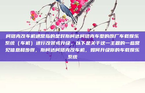 柯珞克改车机通常指的是对斯柯达柯珞克车型的原厂车载娱乐系统（车机）进行改装或升级。以下是关于这一主题的一些常见信息和步骤，斯柯达柯珞克改车机，如何升级你的车载娱乐系统
