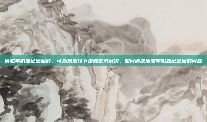博越车机忘记密码时,可以按照以下步骤尝试解决,如何解决博越车机忘记密码的问题