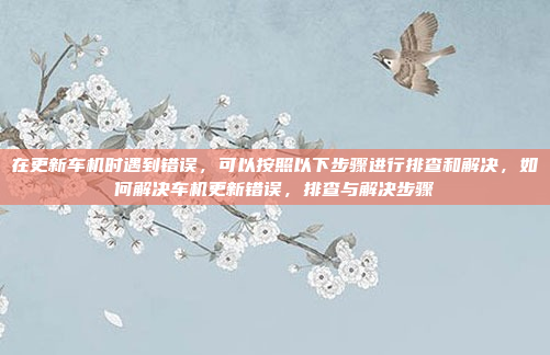 在更新车机时遇到错误，可以按照以下步骤进行排查和解决，如何解决车机更新错误，排查与解决步骤