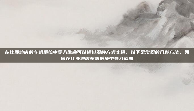 在比亚迪唐的车机系统中导入歌曲可以通过多种方式实现,以下是常见的几种方法,如何在比亚迪唐车机系统中导入歌曲