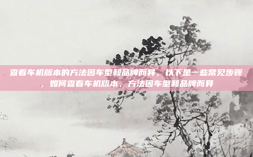 查看车机版本的方法因车型和品牌而异，以下是一些常见步骤，如何查看车机版本，方法因车型和品牌而异
