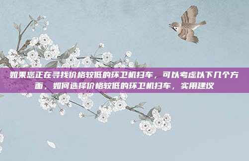 如果您正在寻找价格较低的环卫机扫车，可以考虑以下几个方面，如何选择价格较低的环卫机扫车，实用建议