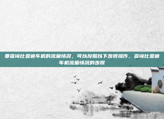 要查询比亚迪车机的流量情况，可以按照以下步骤操作，查询比亚迪车机流量情况的步骤