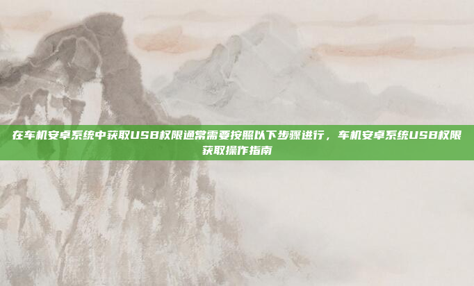 在车机安卓系统中获取USB权限通常需要按照以下步骤进行,车机安卓系统USB权限获取操作指南