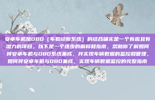 安卓车机加OBD（车载诊断系统）的结合确实是一个有趣且有潜力的项目。以下是一个逐步的解释和指南，帮助你了解如何将安卓车机与OBD系统集成，并实现车辆数据的监控和管理，如何将安卓车机与OBD集成，实现车辆数据监控的完整指南