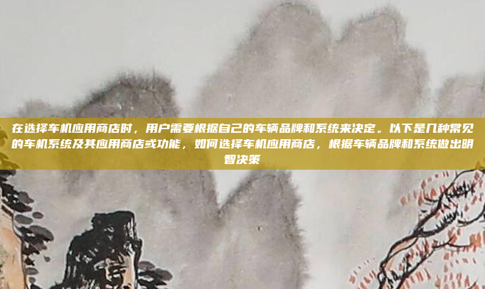 在选择车机应用商店时,用户需要根据自己的车辆品牌和系统来决定。以下是几种常见的车机系统及其应用商店或功能,如何选择车机应用商店,根据车辆品牌和系统做出明智决策