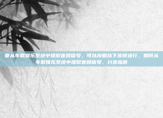 要从车载娱乐系统中提取音频信号，可以按照以下步骤进行，如何从车载娱乐系统中提取音频信号，分步指南