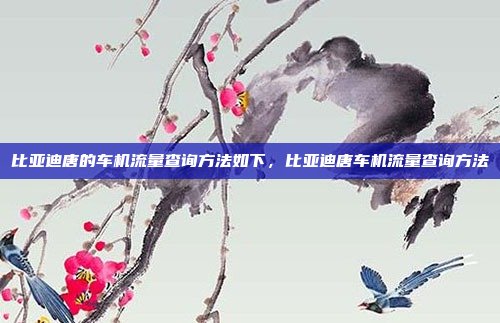 比亚迪唐的车机流量查询方法如下，比亚迪唐车机流量查询方法