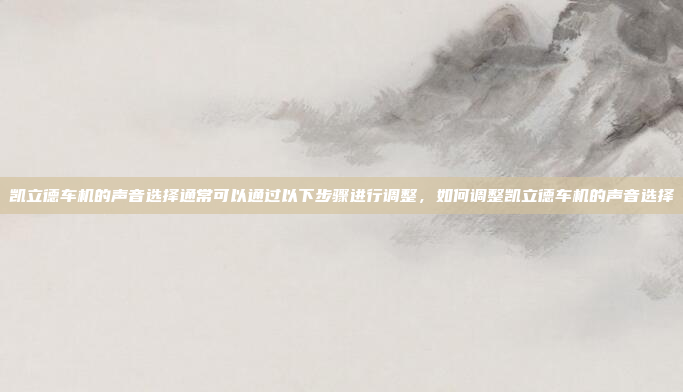 凯立德车机的声音选择通常可以通过以下步骤进行调整，如何调整凯立德车机的声音选择