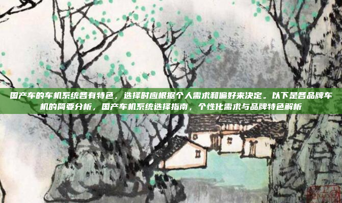 国产车的车机系统各有特色,选择时应根据个人需求和偏好来决定。以下是各品牌车机的简要分析,国产车机系统选择指南,个性化需求与品牌特色解析