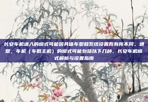 长安车机进入的模式可能因具体车型和系统设置而有所不同。通常，车机（车载主机）的模式可能包括以下几种，长安车机模式解析与设置指南