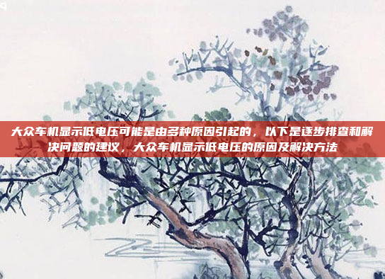 大众车机显示低电压可能是由多种原因引起的,以下是逐步排查和解决问题的建议,大众车机显示低电压的原因及解决方法