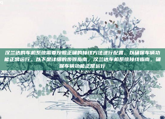 汉兰达的车机系统需要按照正确的接线方法进行配置，以确保车辆功能正常运行。以下是详细的步骤指南，汉兰达车机系统接线指南，确保车辆功能正常运行