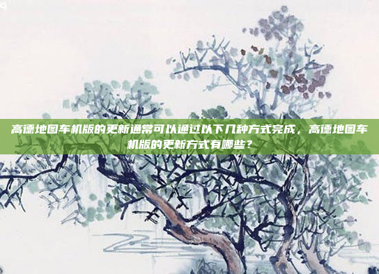 高德地图车机版的更新通常可以通过以下几种方式完成,高德地图车机版的更新方式有哪些?