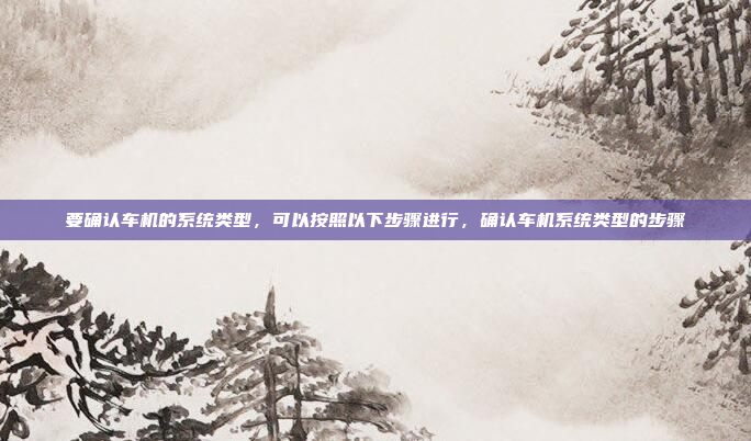 要确认车机的系统类型,可以按照以下步骤进行,确认车机系统类型的步骤