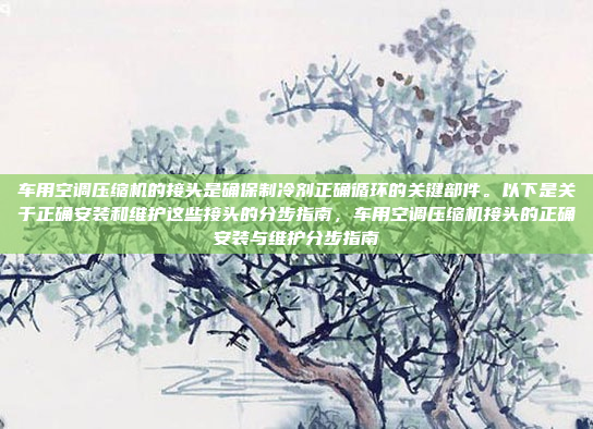 车用空调压缩机的接头是确保制冷剂正确循环的关键部件。以下是关于正确安装和维护这些接头的分步指南,车用空调压缩机接头的正确安装与维护分步指南