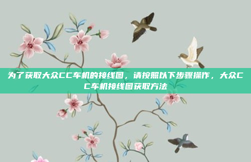 为了获取大众CC车机的接线图，请按照以下步骤操作，大众CC车机接线图获取方法