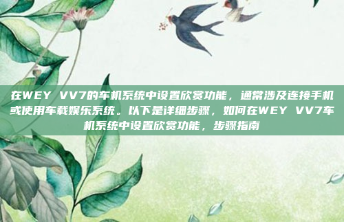 在WEY VV7的车机系统中设置欣赏功能，通常涉及连接手机或使用车载娱乐系统。以下是详细步骤，如何在WEY VV7车机系统中设置欣赏功能，步骤指南