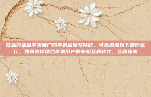 在选择适合苹果用户的车机互联软件时,可以按照以下步骤进行,如何选择适合苹果用户的车机互联软件,步骤指南