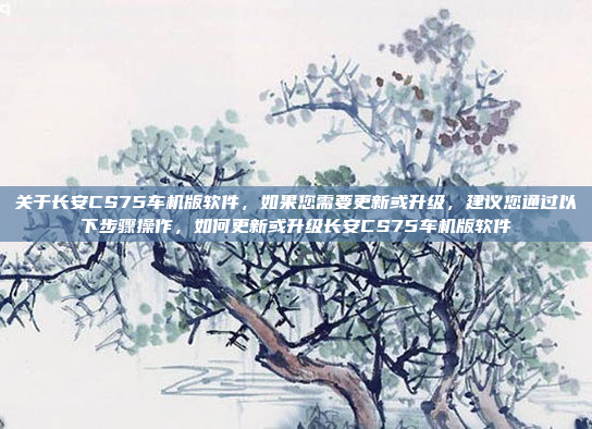 关于长安CS75车机版软件,如果您需要更新或升级,建议您通过以下步骤操作,如何更新或升级长安CS75车机版软件