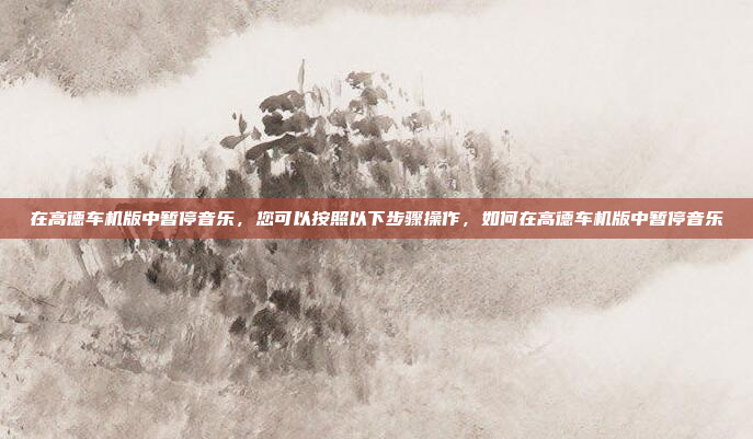 在高德车机版中暂停音乐，您可以按照以下步骤操作，如何在高德车机版中暂停音乐