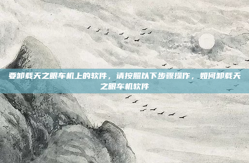 要卸载天之眼车机上的软件，请按照以下步骤操作，如何卸载天之眼车机软件