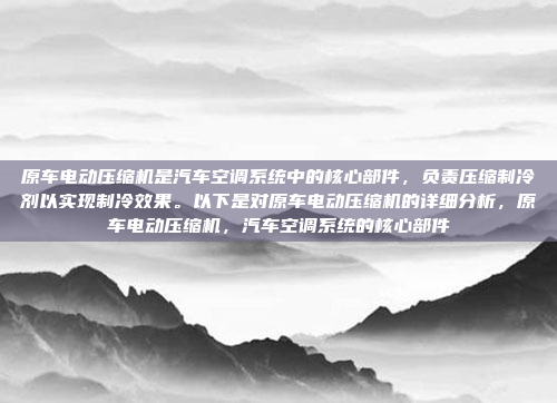原车电动压缩机是汽车空调系统中的核心部件,负责压缩制冷剂以实现制冷效果。以下是对原车电动压缩机的详细分析,原车电动压缩机,汽车空调系统的核心部件