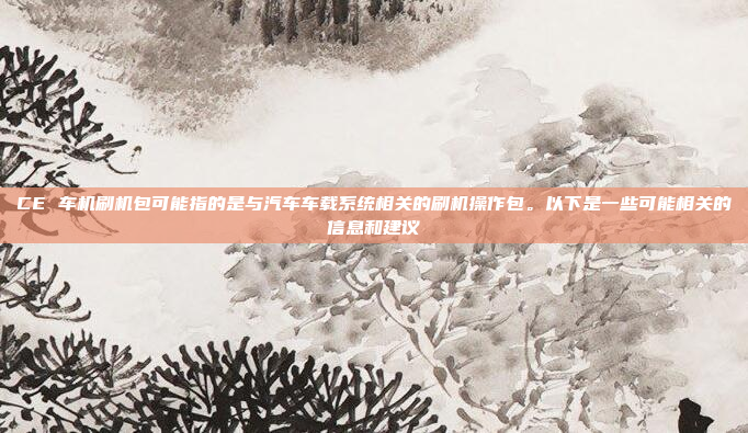 CE 车机刷机包可能指的是与汽车车载系统相关的刷机操作包。以下是一些可能相关的信息和建议