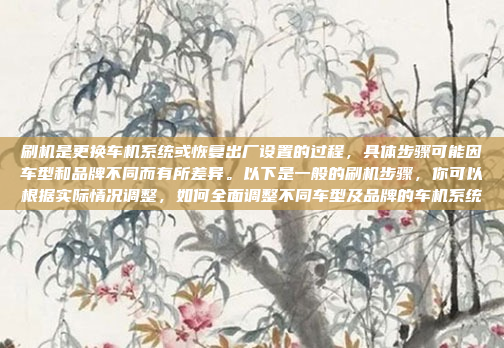 刷机是更换车机系统或恢复出厂设置的过程，具体步骤可能因车型和品牌不同而有所差异。以下是一般的刷机步骤，你可以根据实际情况调整，如何全面调整不同车型及品牌的车机系统