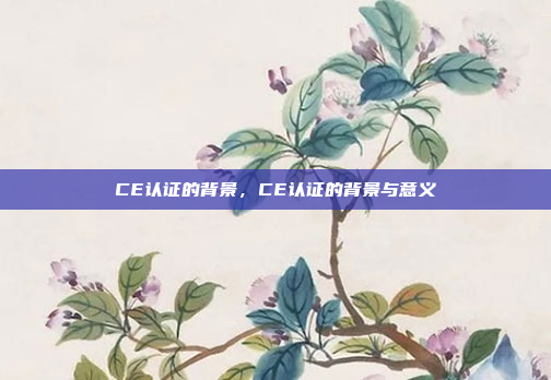 CE认证的背景,CE认证的背景与意义