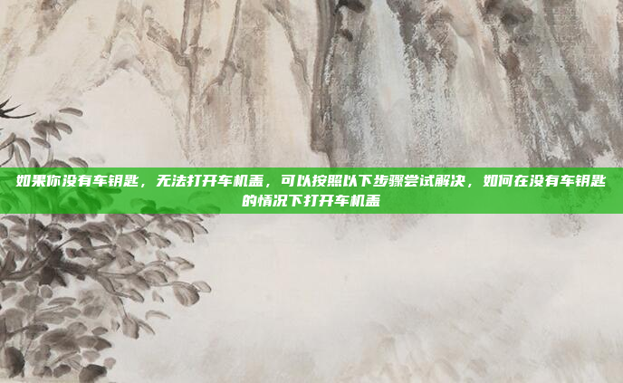 如果你没有车钥匙,无法打开车机盖,可以按照以下步骤尝试解决,如何在没有车钥匙的情况下打开车机盖
