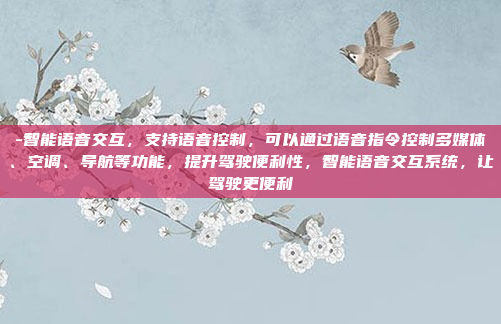-智能语音交互,支持语音控制,可以通过语音指令控制多媒体、空调、导航等功能,提升驾驶便利性,智能语音交互系统,让驾驶更便利