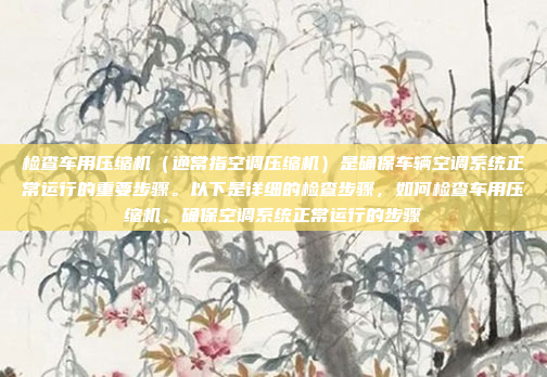 检查车用压缩机(通常指空调压缩机)是确保车辆空调系统正常运行的重要步骤。以下是详细的检查步骤,如何检查车用压缩机,确保空调系统正常运行的步骤