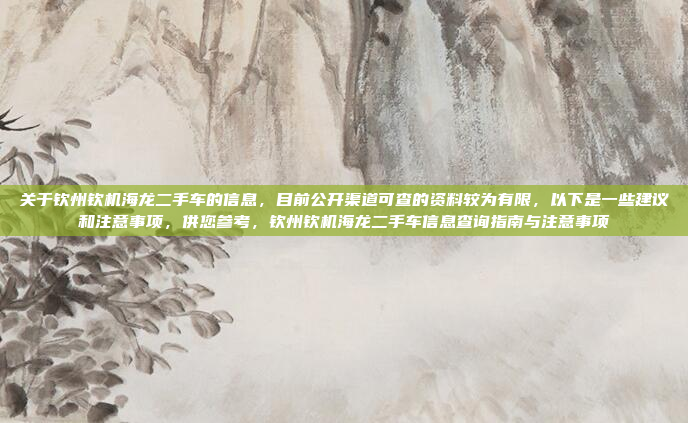 关于钦州钦机海龙二手车的信息，目前公开渠道可查的资料较为有限，以下是一些建议和注意事项，供您参考，钦州钦机海龙二手车信息查询指南与注意事项