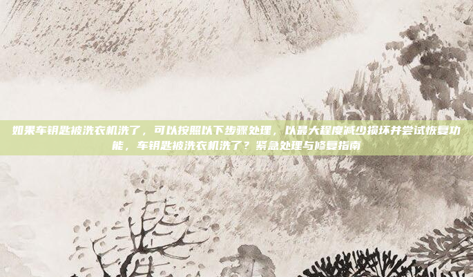 如果车钥匙被洗衣机洗了，可以按照以下步骤处理，以最大程度减少损坏并尝试恢复功能，车钥匙被洗衣机洗了？紧急处理与修复指南