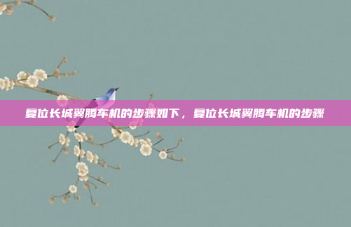 复位长城翼腾车机的步骤如下,复位长城翼腾车机的步骤