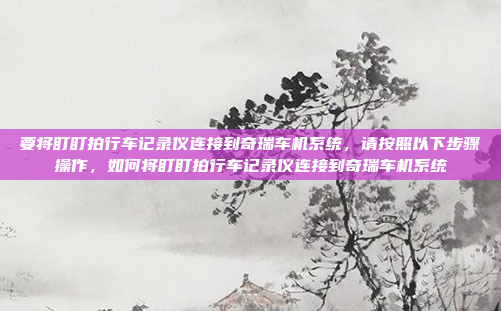 要将盯盯拍行车记录仪连接到奇瑞车机系统,请按照以下步骤操作,如何将盯盯拍行车记录仪连接到奇瑞车机系统