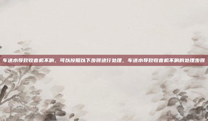车进水导致收音机不响,可以按照以下步骤进行处理,车进水导致收音机不响的处理步骤